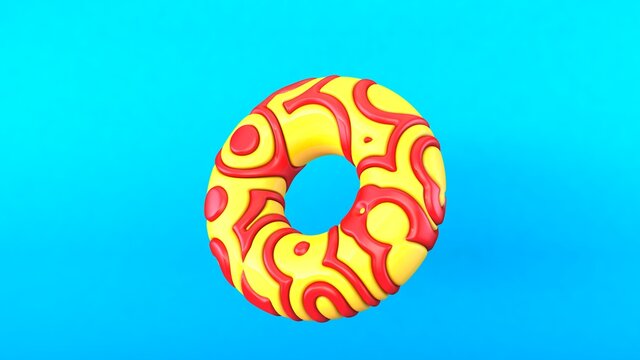 Dise&ntilde;o abstracto de torus tridimensional. Ilustraci&oacute;n 3d de toroide colorido. Fondo para presentaci&oacute;n con relieve.