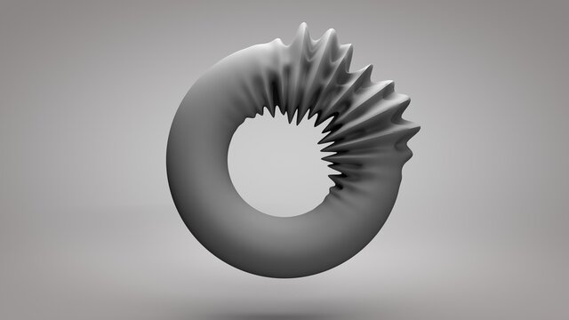 Dise&ntilde;o abstracto de torus tridimensional. Ilustraci&oacute;n 3d de toroide colorido. Fondo para presentaci&oacute;n,