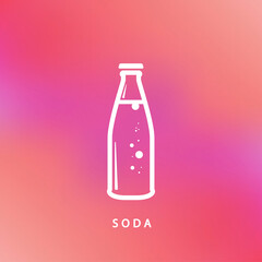  Glass bottle of sparkling water on a colored background. White glass bottle icon. 