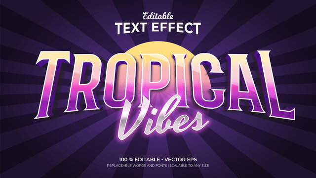 Tropical Vibes Retro Color 3d Style Editable Text Effects Template