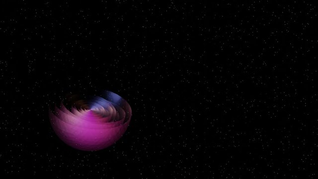 Colorful man made wormhole gate is opening in a starry space (3D Rendering)