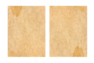 Old paper brown sheet isolated on white ,clipping path included for design.