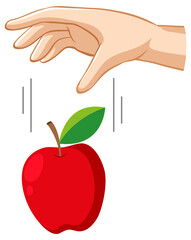 Hand dropping an apple for gravity experiment