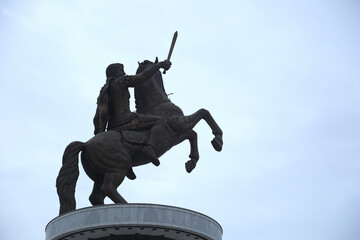 Alexander the Great Statue at Skopje city center in Macedonia.