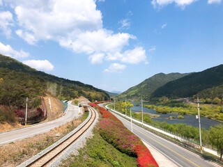 The river, The Flower. The Rail, The mountain and The sky