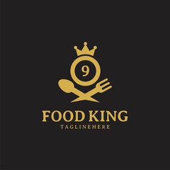 Initial number 9 food Logo Design Template. Illustration vector graphic. Design concept fork,spoon and chef hat With number symbol. Perfect for  cafe, restaurant, cooking business