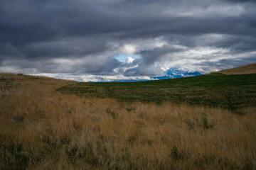 Fototapeta premium 2021-05-10 GRASS MEADOW WITH CLOUDY SKIES NEAR PRAY MONTANA