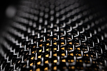 Abstract Macro Closeup of Large Diaphragm Condenser Microphone Grill Texture with Capsule