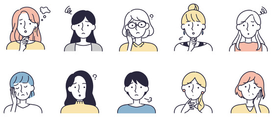 困り顔の男女セット シンプルイラスト Wall Mural Wallpaper Murals よこてさとめ 困り顔の男女セット シンプルイラスト Wall Mural Wallpaper Murals よこてさとめ