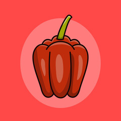 Red paprika Cartoon Vector, Logo and icon Template Design, Emblem, Design Concept, Outline Symbol.	