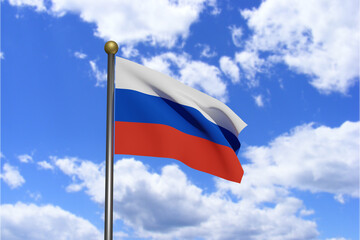 3D Rendered image. Flag of Russia waving in the wind.