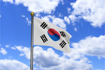 3D Rendered image. Flag of South Korea waving in the wind.