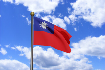 Fototapeta na wymiar 3D Rendered image. Flag of Taiwan waving in the wind.
