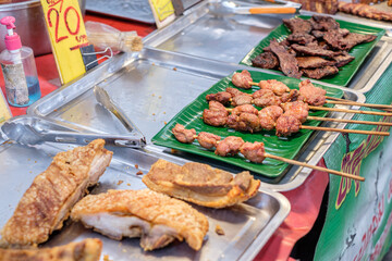 Fast food, desserts and various foods sold at the bazaar in the North of Thailand.