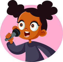 Cute African Girl Singing Vector Illustration