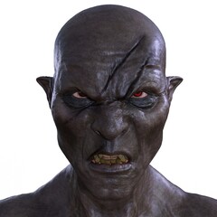 Zombie monster isolated on white background 3d illustration © elenaed