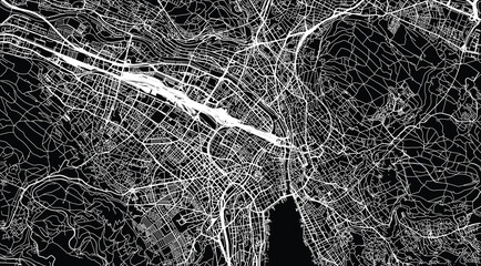 Urban vector city map of Zurich centre, Switzerland, Europe - obrazy, fototapety, plakaty