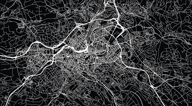 Urban vector city map of Bern, Switzerland, Europe