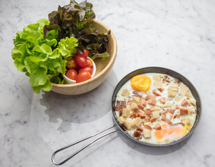 Thai local breakfast meal Pan-Fried Egg