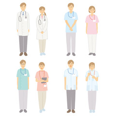 医者　看護師　薬剤師　病理医　医療従事者　立ちポーズ