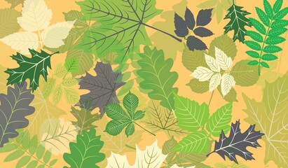 Green leaves seamless pattern background 
