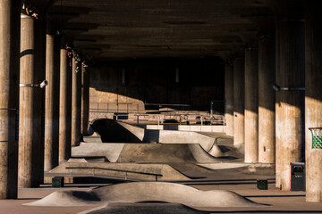 Stockholm, Sweden  The Ralambshovspark under the western bridge in the early morning. .