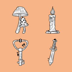 magical cartoon set