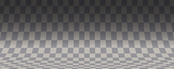 Curved checkered background. Imitation of studio. Vector illustration