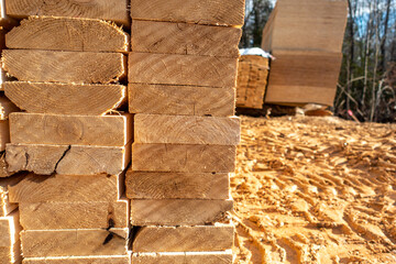 Stack of Building Lumber at Construction Site