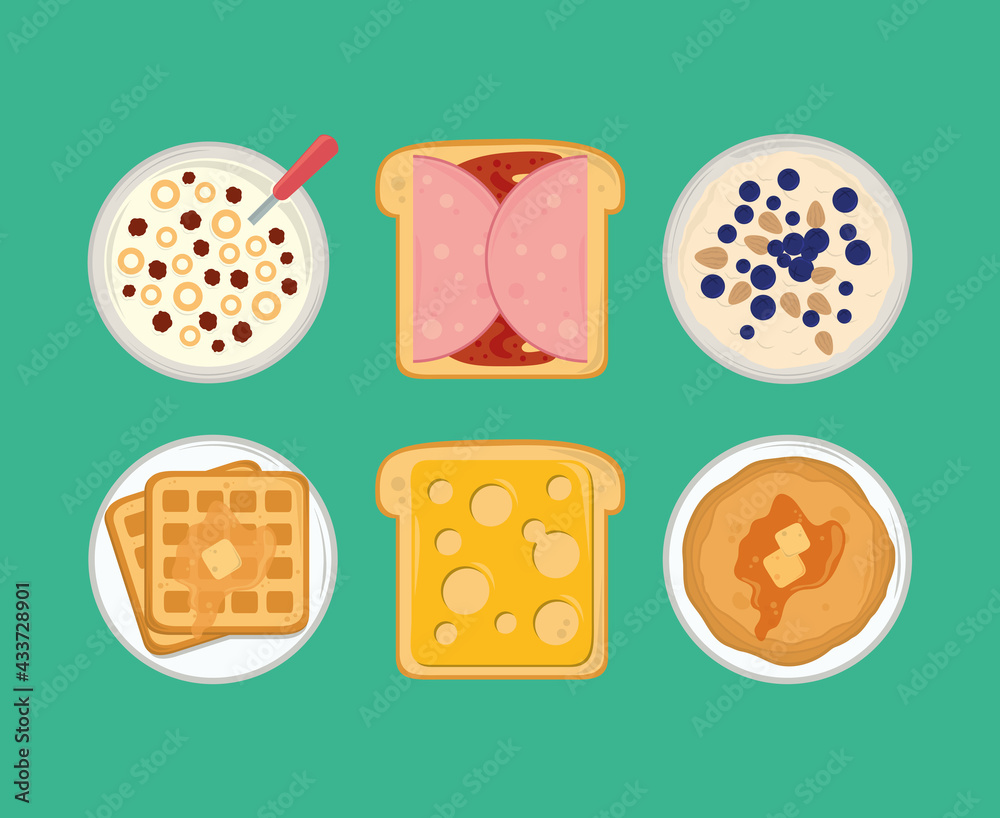 Wall mural breakfast menu icons