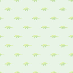 Wildlife animal seamless pattern with pastel green little dinosaurs shapes. Light backround. Jungle ancient print.