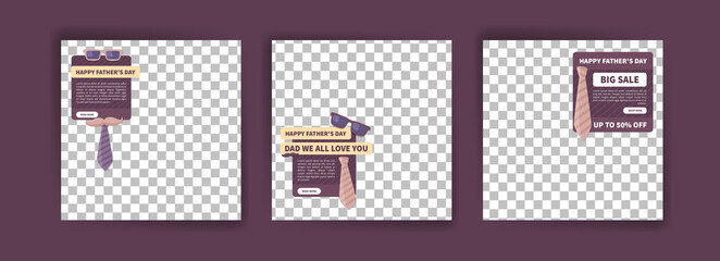 Happy Father's Day. Father's day big sale. Banner vector for social media ads, web ads, business messages, discount flyers and big sale banners.