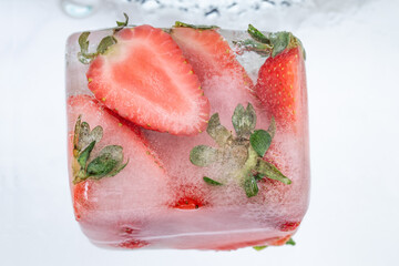 Frozen red strawberries