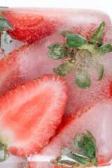 Frozen red strawberries