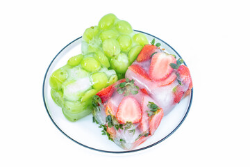 Frozen red strawberries