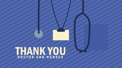 thank you doctors lettering with stethoscope