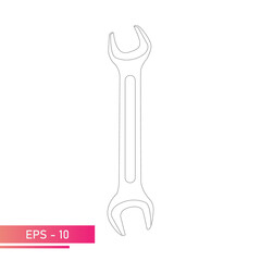 A wrench. Linear design. On a white background. Tools for an auto mechanic. Flat vector illustration.
