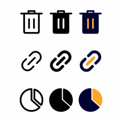 recycle bin icon set with three style for presentation, banner, and social media