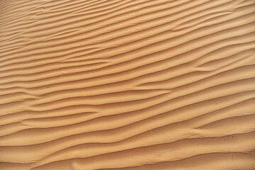 Wavy sand texture in Dubai desert close up