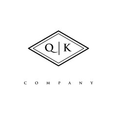 initial QK logo design vector