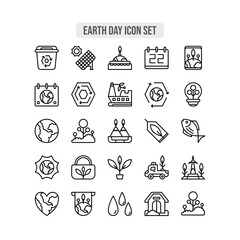 earth day icon set outline style