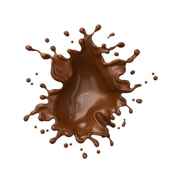 dark chocolate splash, brown cream flowing, 3d illustration.