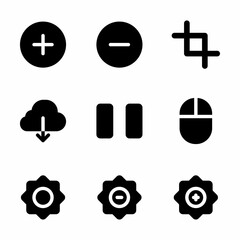 user interface icon set with glyph style for presentation, and social media
