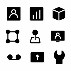 basic icon set with glyph style for presentation, and social media