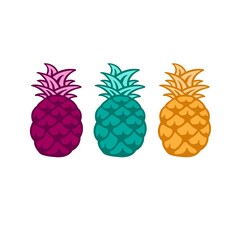 Pineapple fruit cartoon vector design template
