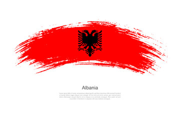 Curve style brush painted grunge flag of Albania country in artistic style