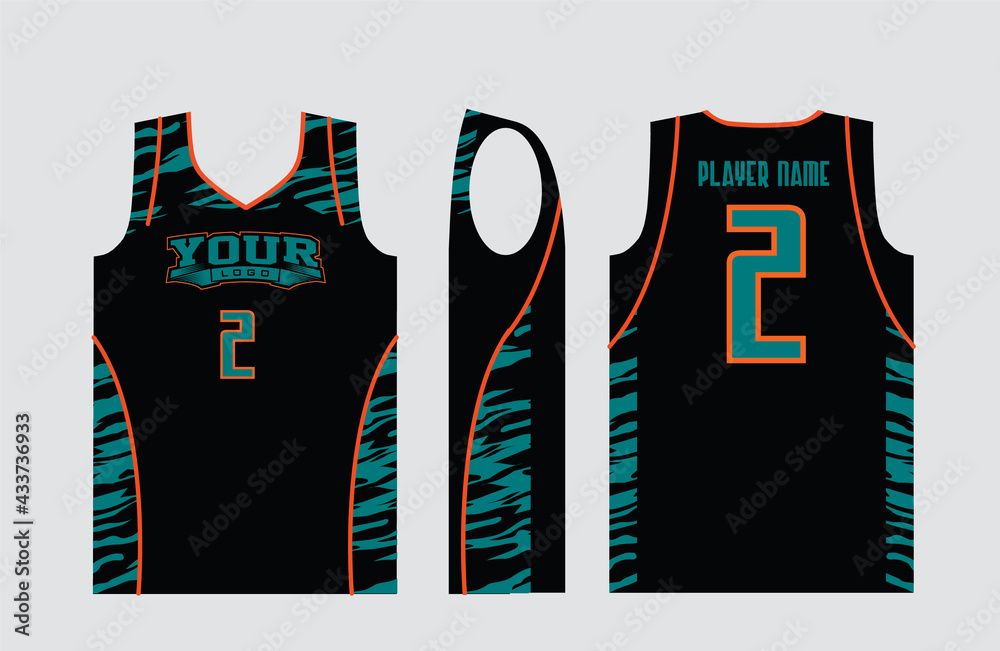 Wall mural Basketball gear template mockup perfect fit for all sports. The designs that go on casual wear, shirts, fashions apparels, and all kind of sports gear 