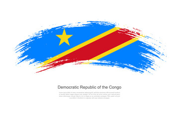Curve style brush painted grunge flag of Democratic Republic of the Congo country in artistic style