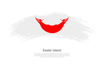 Curve style brush painted grunge flag of Easter Island country in artistic style