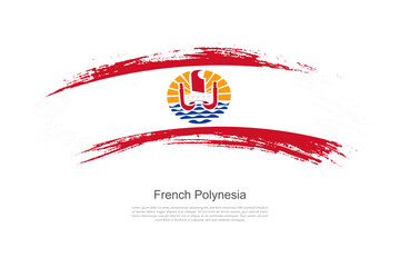 Fototapeta premium Curve style brush painted grunge flag of French Polynesia country in artistic style